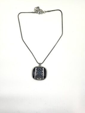 Brighton Reversible Shadow Play Brushed Gold Black Enamel Silver Necklace
